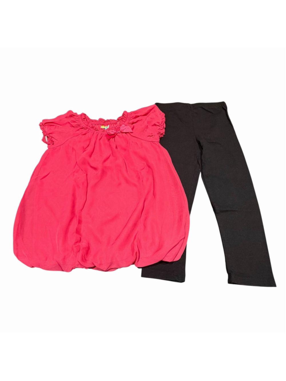 Healthtex Girls 5T Pink Bubble Tunic Top Black Leggings Outfit Set Dressy READ